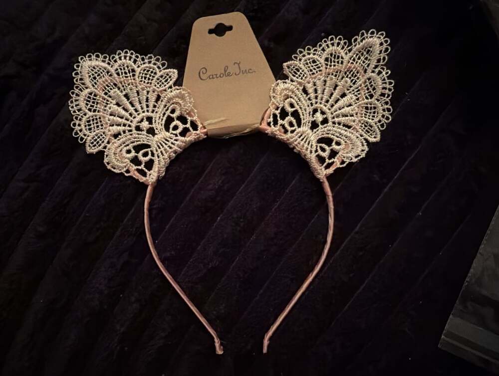 Carole Inc. Lace Cat Ears Headband One Size White